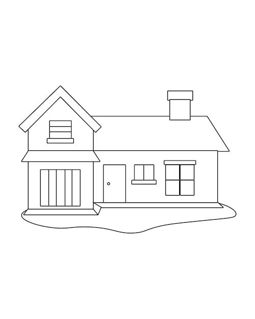 Vektor einfaches haus malvorlagenhaus malvorlagenline art coloring page