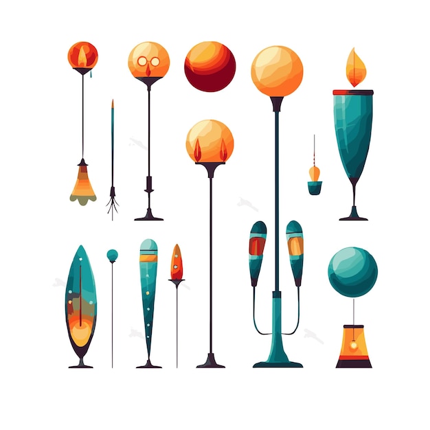 Vektor einfaches illustrationselement des niedlichen designs der lampe für hintergrund