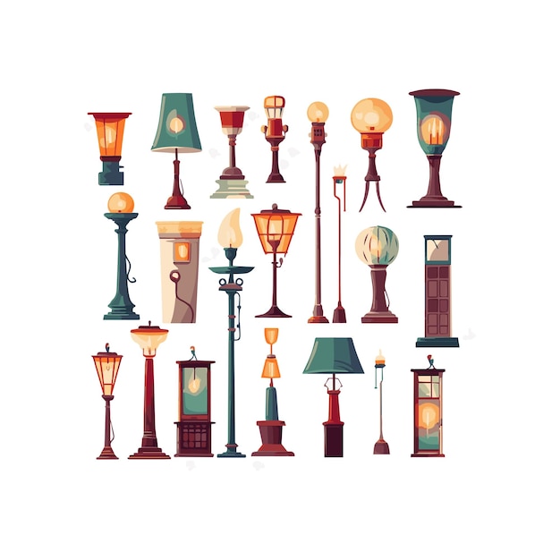 Einfaches illustrationselement des niedlichen designs der lampe für hintergrund
