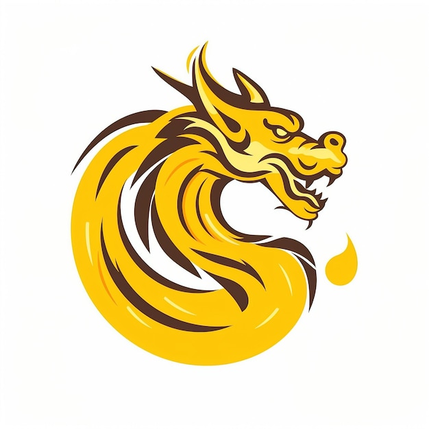 einfaches Logo der gelben Drachenlinie, flache Vektorunternehmung