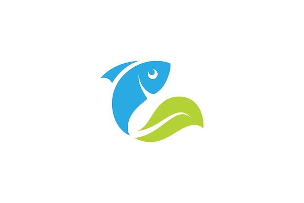 Einfaches logo-design mit fisch und blättern