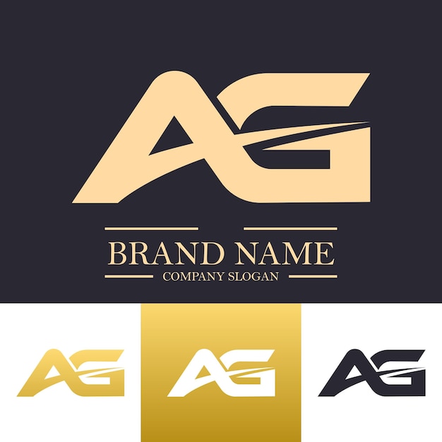 Einfaches luxury ag buchstaben-logo-design mit goldener farbe