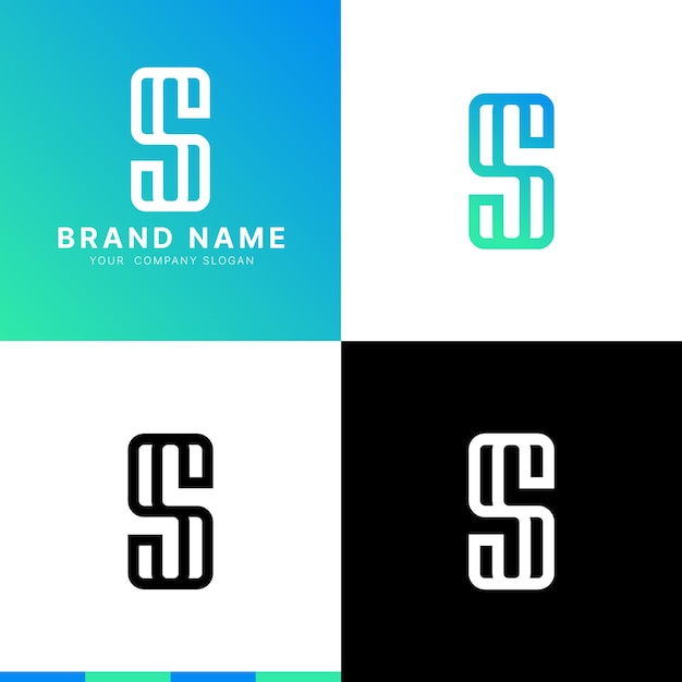 Einfaches, modernes Anfangsbuchstaben-S-Logo mit Farbverlauf, blau-grünes Vektorlogo, verwendbar für Unternehmen und Brandi