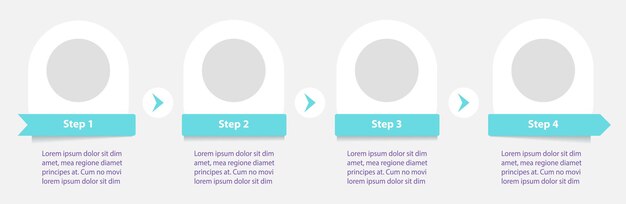 Einfaches modernes Flussdiagramm mit Infografikvorlage der Kopfzeilen