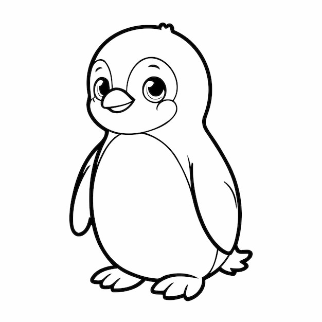 Vektor einfaches pinguin-droodle für kinder-seite.