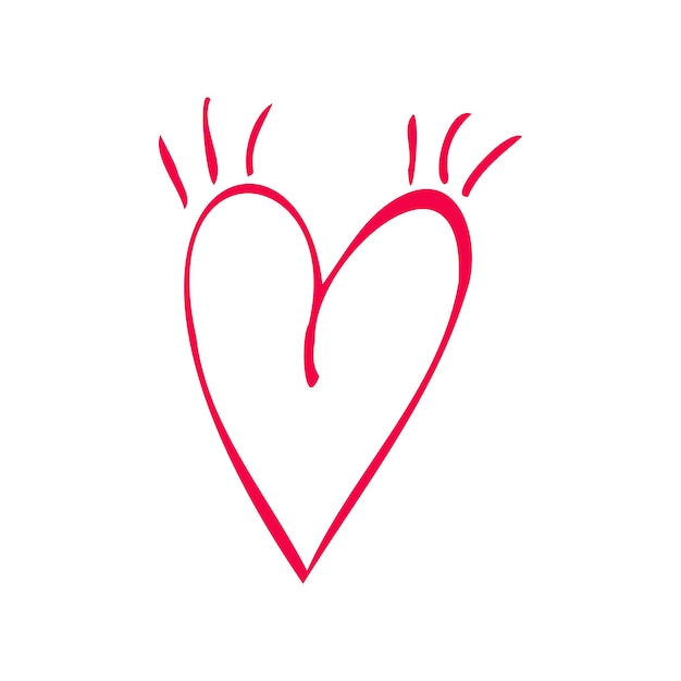 Einfaches rotes Vektor-Doodle-Herz Abstrakte Illustration für Designelement zum Erstellen von Mustern, Postkarten, Sublimationen, Dekor, Valentinstag, Liebe, Hochzeit, Beziehung