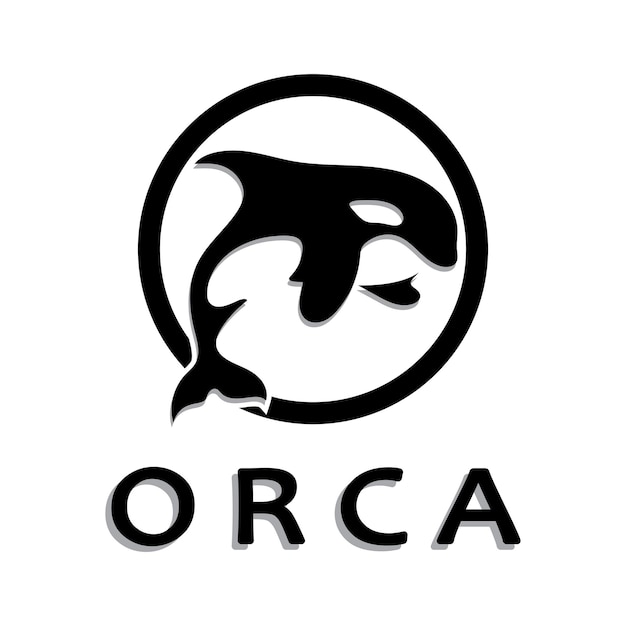 Einfaches schwarzes orca-wal-tierillustrationslogo kreatives design killerwal-unterwassertier