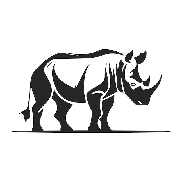 Einfaches Schwarzweiss-Logo mit nettem Nashorn