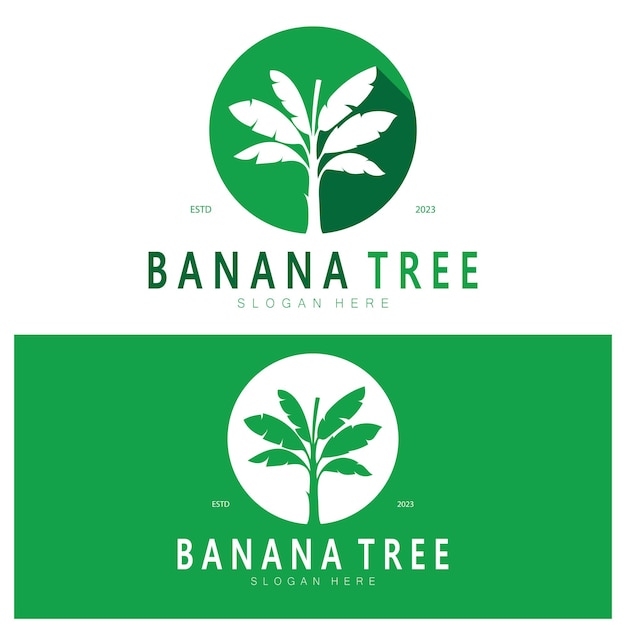 Einfaches silhouette-bananenbaum-logo, flacher design-vektor