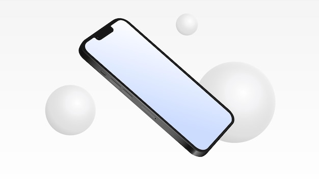 Einfaches smartphone-modell mit 3d-weißblasen-vektorillustration