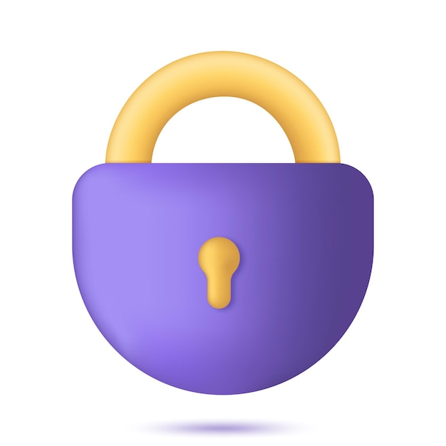Einfaches Sperrsymbol. Sicherheit, Verschlüsselung, Datenschutzkonzept. 3D-Rendering