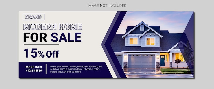 Vektor einfaches und sauberes bannerdesign für den verkauf von immobilien
