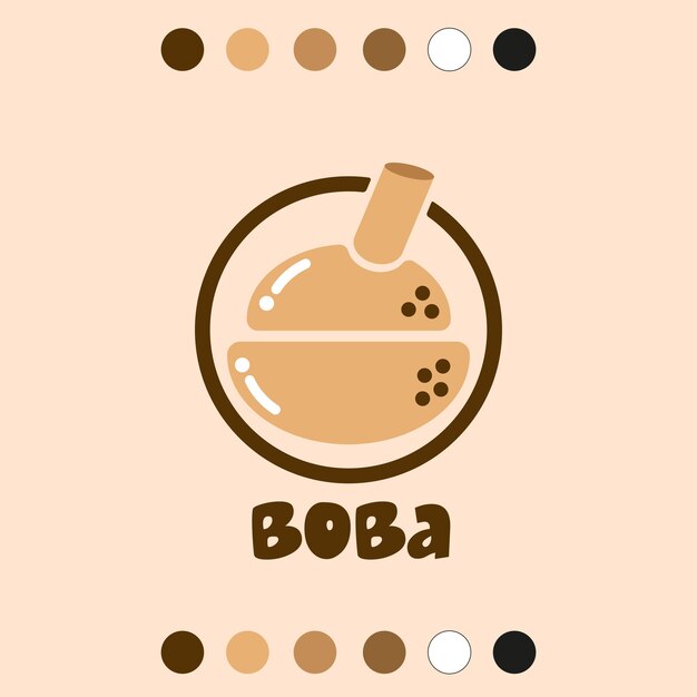 Vektor einfaches vektorillustrations-logo bubble tea drink emblem