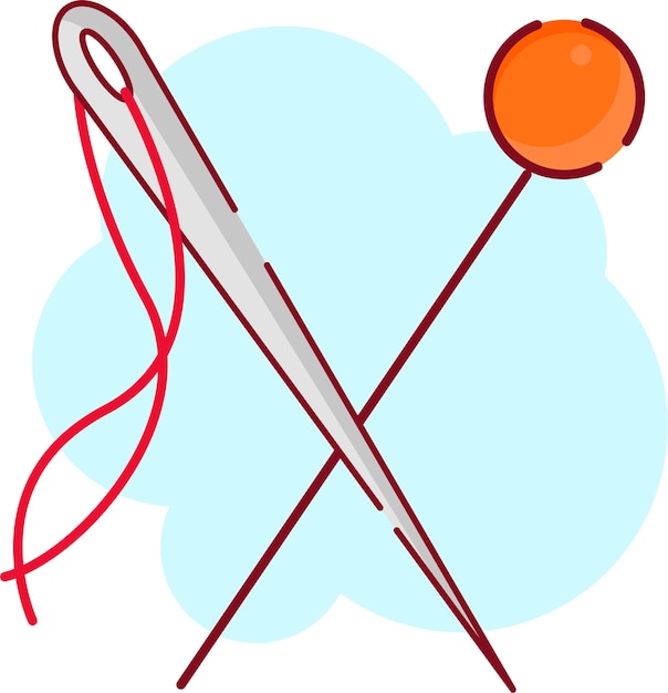 Einfaches Vektorsymbol mit zwei Nadeln und Faden