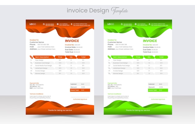 Vektor einfachheit und sauberes modernes corporate business oder company billing invoice design template