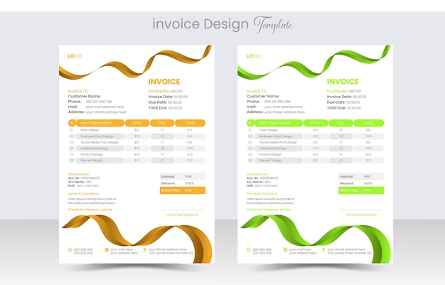 Einfachheit und sauberes modernes corporate business oder company billing invoice design template