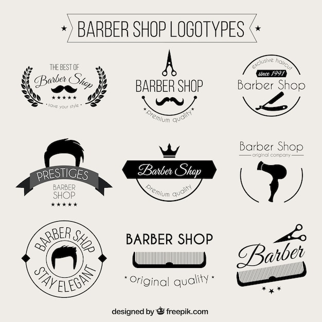 Einfarbige friseurladen logos