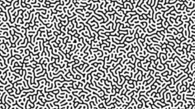 Einfarbiger Turing-Reaktionshintergrund. Abstraktes Diffusionsmuster mit chaotischen Formen. Vektor-Illustration.