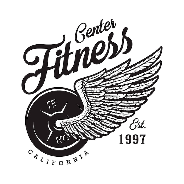 Einfarbiges fitness-logo mit aufschrift 