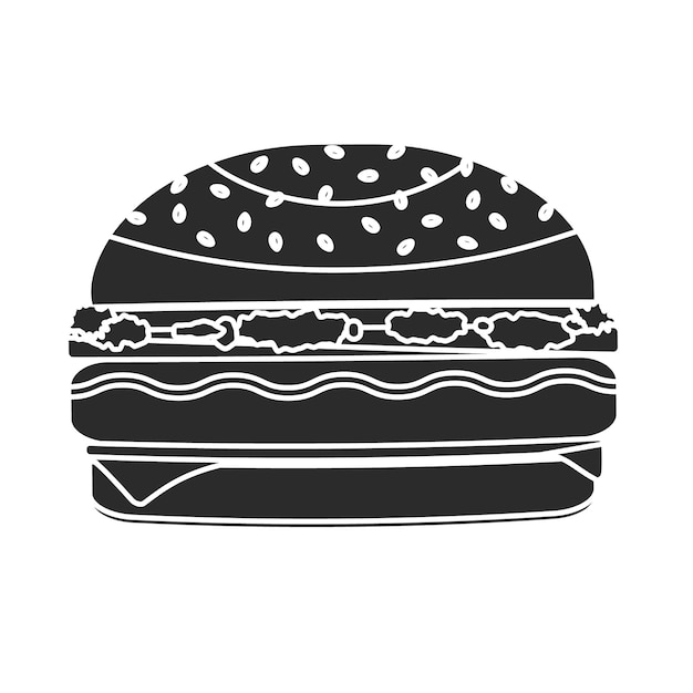 Einfarbiges schwarzes vektor-humburger-symbol