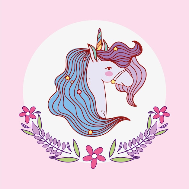 Einhorn Blumen Emblem