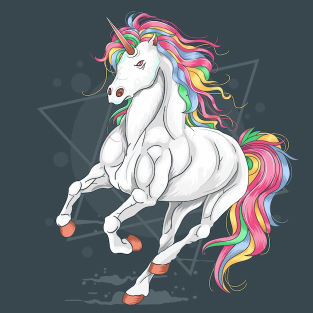 Einhorn-farbenreicher regenbogen-laufvektor