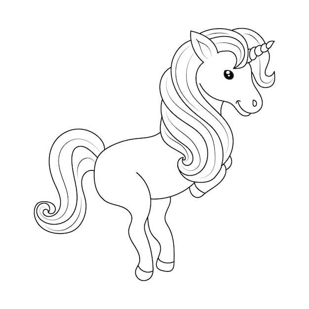 Einhorn Kinder Malvorlage Vektor leer druckbares Design für Kinder zum Ausfüllen von Free Vector