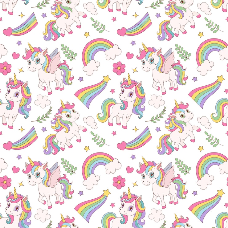 Vektor einhorn nahtloses muster magische kinder-illustration