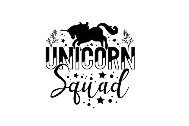 Vektor einhorn-squad-logo mit einem einhornhut.