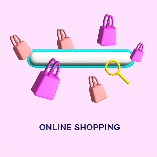 Einkaufen im Internet 3D-Visualisierung
