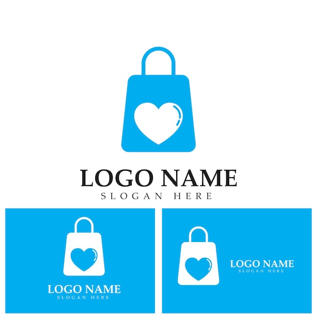 Einkaufstasche logo liebe vektor-logo