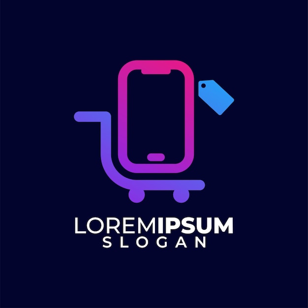 Einkaufswagen und Telefonshop minimalistisches modernes Logo