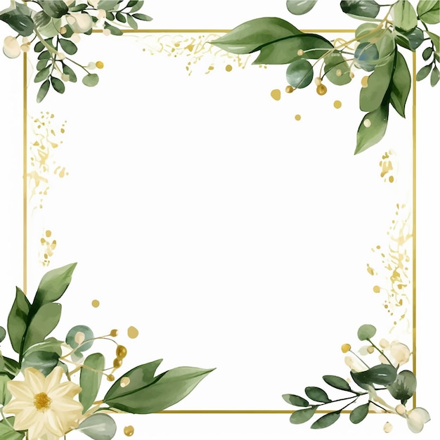 Vektor einladung aquarell hochzeitsposter grenze gold grün elegante geometrische tapetenrahmen