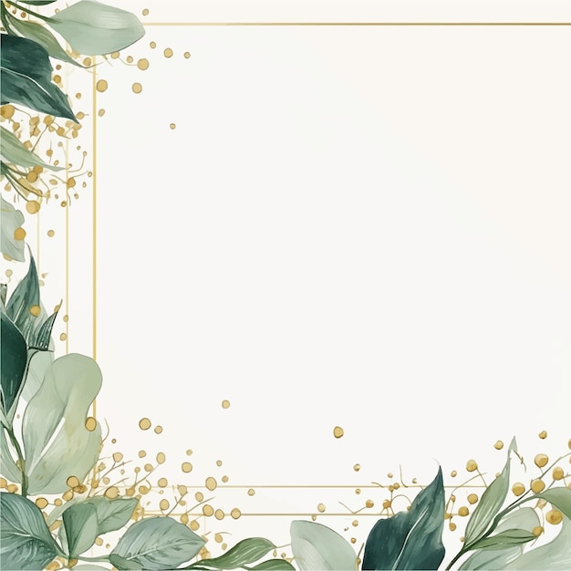 Vektor einladung aquarell hochzeitsposter grenze gold grün elegante geometrische tapetenrahmen