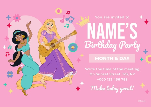 Einladung von Disney-Prinzessin Rapunzel Jasmine