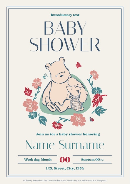 Einladung zur Baby-Shower von Winnie the Pooh
