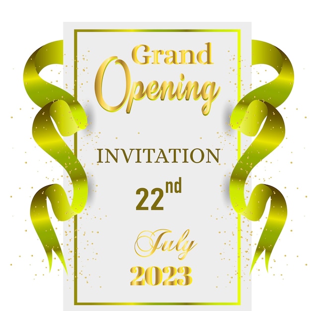 Einladung zur eröffnung am 22. juli mit konfetti und grünem band