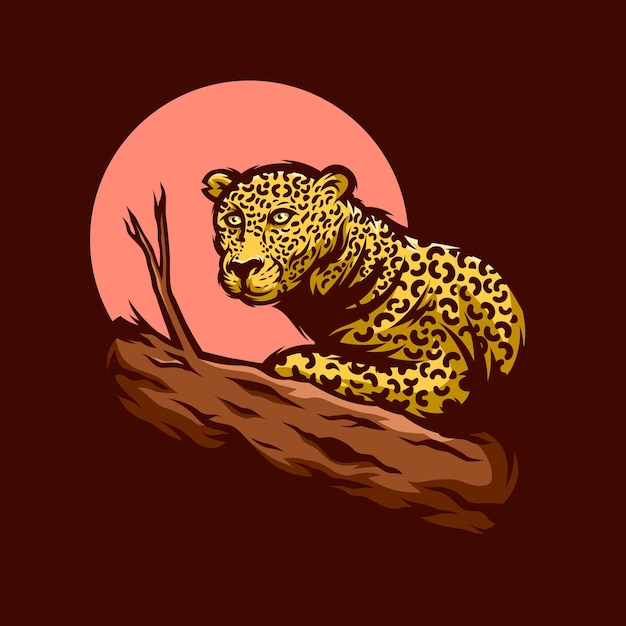 Einsame leopard-vektor-illustration