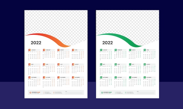 Einseitige wandkalender 2022 vorlage