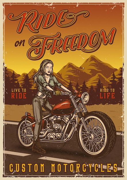 Einteilter Motorrad-Vintage farbenfroher Poster