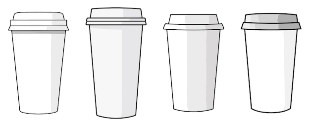 Einweg-Plastikbecher für Kaffee und Tee. Vektorillustration