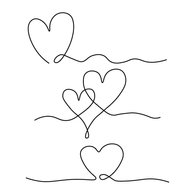 Einzeilige Herzen Vektorsammlung, Liebesherzillustration, einzeiliger Vektor, Valentinscliparts