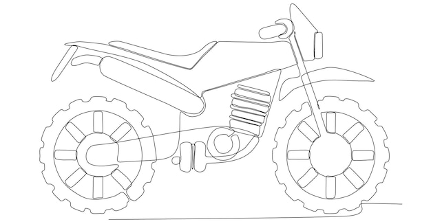 Einzelne durchgehende linienzeichnung des alten klassischen oldtimer-motorradsymbols. retro-motorradtransport