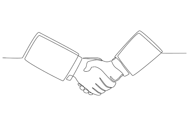 Vektor einzelne einzeilige zeichnung business-handshake-symbol konzept für geschäftsvereinbarung kontinuierliche linie zeichnen design-grafik-vektor-illustration