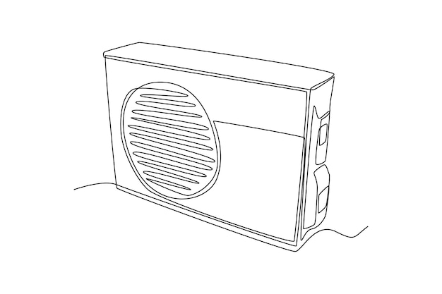 Einzelne einzeilige zeichnung klimaanlage kondensator strom haushaltsgerät konzept kontinuierliche linienzeichnung design grafik vektor illustration