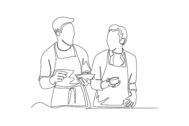 Einzelne einzeilige Zeichnung Kochkurs Class it up Konzept Kontinuierliche Linienzeichnung Design grafische Vektorillustration