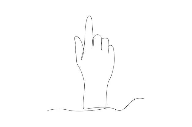 Einzelne einzeilige Zeichnungshand, die mit dem Finger nach oben zeigt Zeigendes Konzept Kontinuierliche Linie zeichnen Design grafische Vektorillustration