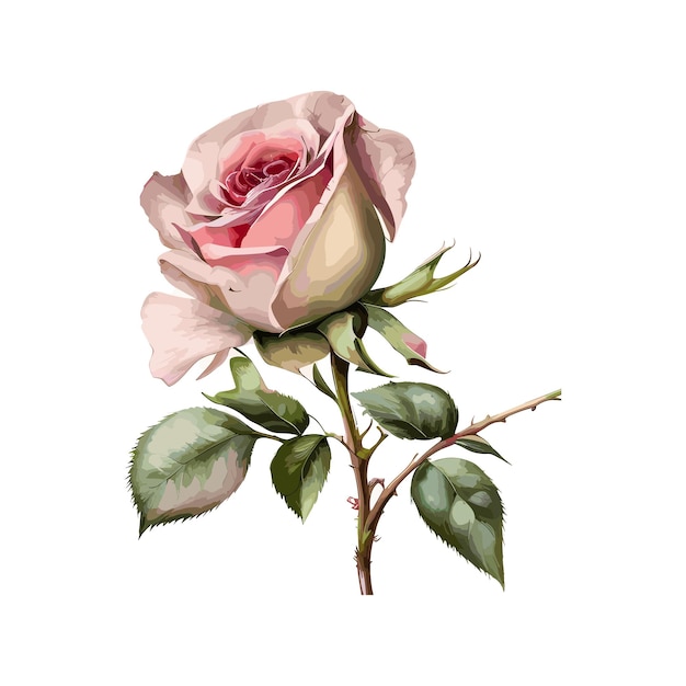 Vektor einzelne rosa rose clipart aquarell weißer hintergrund