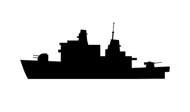 Vektor einzelne silhouetten von kriegsschiffen für design und