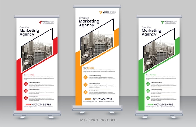 Einzigartige Unternehmenskonferenz x Banner-Design oder Roll-up-Banner-Vektor-Vorlage vollständig bearbeitbar